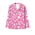 thumbnail image 6 of Pajama Sets for Women 2 Piece Casual Valentines Day Print V Neck Long Sleeve Long Pant Sleepwear Fall Outfit,Light Pink,XL, 6 of 7