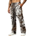 thumbnail image 2 of LTTVQM Men's Realtree Leaf Camo Wide Leg Pants Outdoor Rural Scenic Mountain Woodland Camo Wrinkle Resistant Drawstring Waist Multi Pocket Casual Wide Leg Pants Light Gray S, 2 of 7