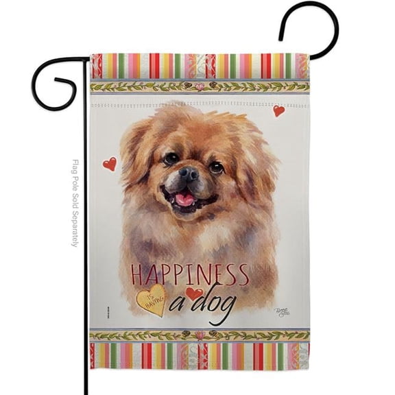 Breeze Decor G160201-BO 13 x 18.5 in. Dog Pekingese Happiness Double-Sided Decorative Vertical Garden Flag