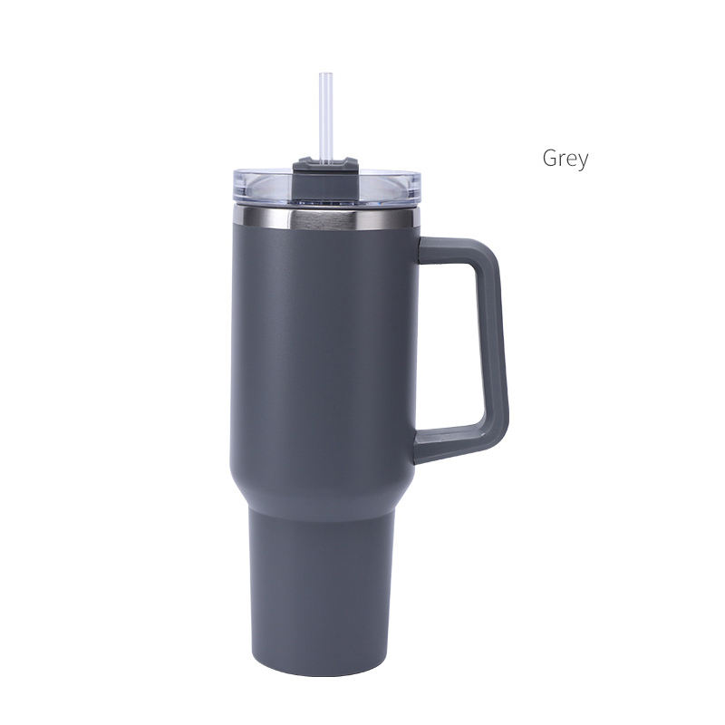 Travel Coffee Mug,Glass Mug with Handle and Straw Lid Stainless Steel