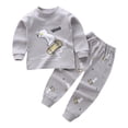 thumbnail image 2 of RXIRUCGD Mode Ensembles de Pantalons Longs Décontractés à Manches Longues pour Filles et Garçons Col Rond Imprimé Bouton (Gris, Taille: 2 Ans), 2 of 3