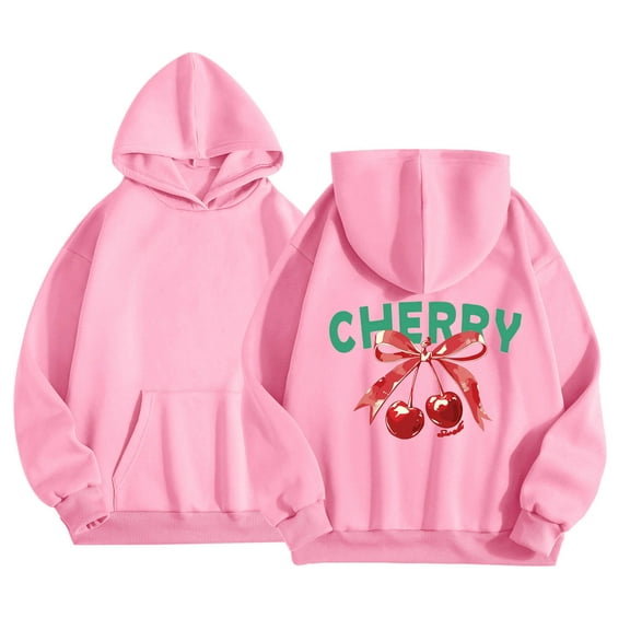 LUOGENLI Hoodies for Teen Girls 10-12 Girls Hoodies and Sweatshirts Girls' Long Sleeve Hooded Sweatshirt with Bow Print and Pockets for Daily Casual Wear Warm and for Ages 2 to 14 Size 12-13 Years