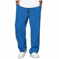 thumbnail image 2 of Bixock Men Casual Pants,Sweatpants for Men Solid Color Loose Fashion Sports Drawstring Waist Pockets Straight Leg Long Pants Pants, 2 of 6