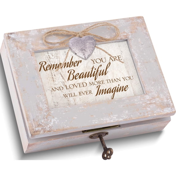 Fashion Distressed Finish You Are Beautiful Heart Locket Music Box (8.5 X 6.5) Made In China gm18548