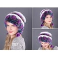 thumbnail image 2 of Yaoyar Winter Women's Colorful Warm Caps Warm Flowers Striped Real Rabbit Velvet Hats Fashion Hat Winter Warm Hat Flower Earmuff Beanies Caps for Women, 2 of 2