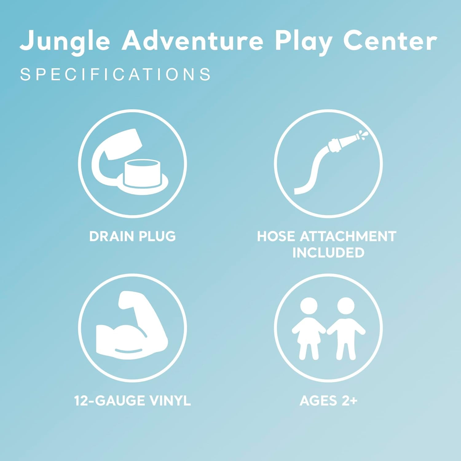 96" x 78" x 28" Inflatable Jungle Adventure Play Center Spray Kiddie Pool - Backyard Kids Water Slide, Outdoor Blow-Up Splash Pad for Toddlers