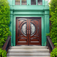 thumbnail image 3 of 72" x 80" Environment Damage Resistant Polyurethane Composite Exterior Entry House Front Door, Openable Tempered Rain Glass Window, Right-Hand Double Door Inward Swing Dark Walnut AR05, 3 of 12