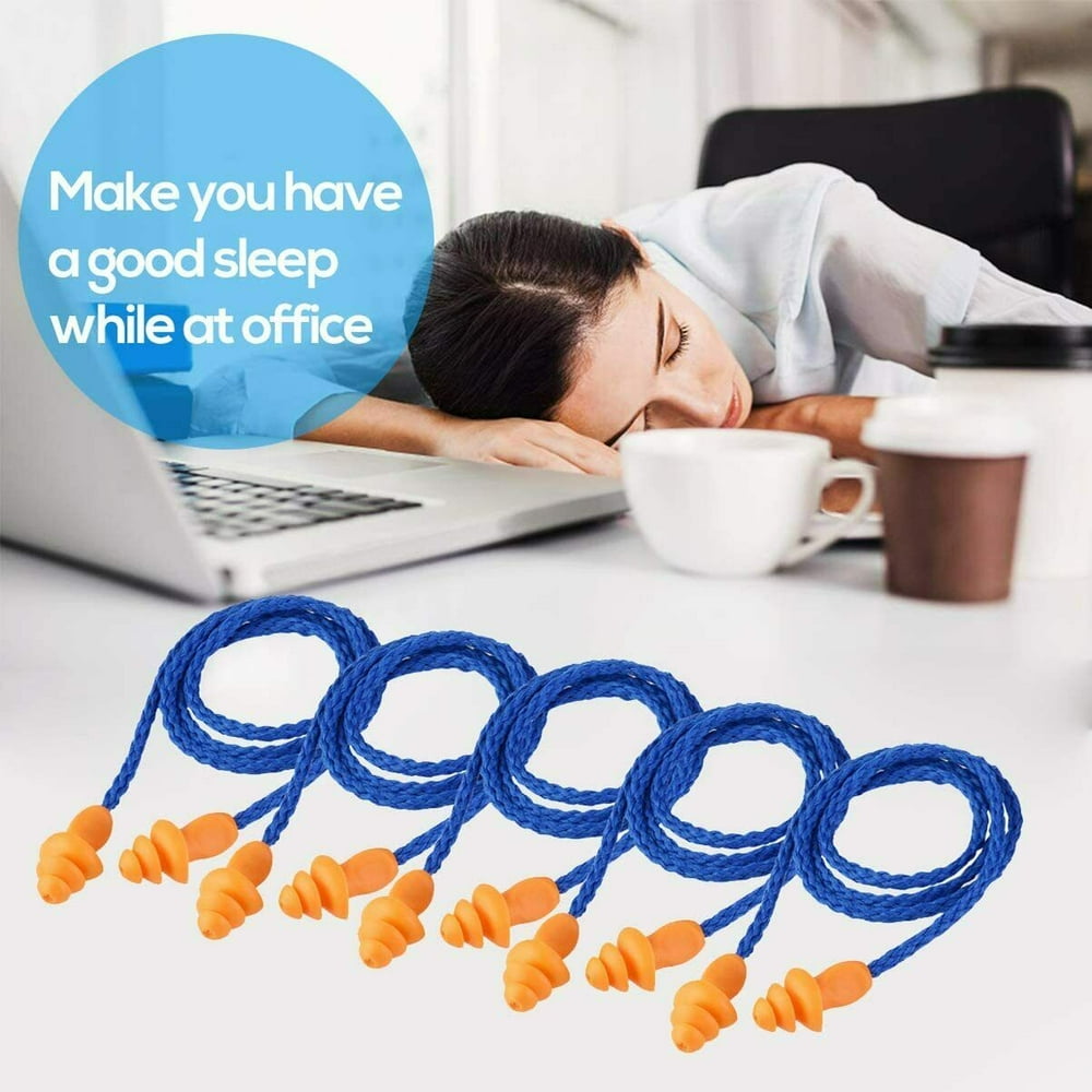 Corded Soft Silicone Reusable Washable Ear Plugs 29dB for Sleeping Swimming Noise Hearing