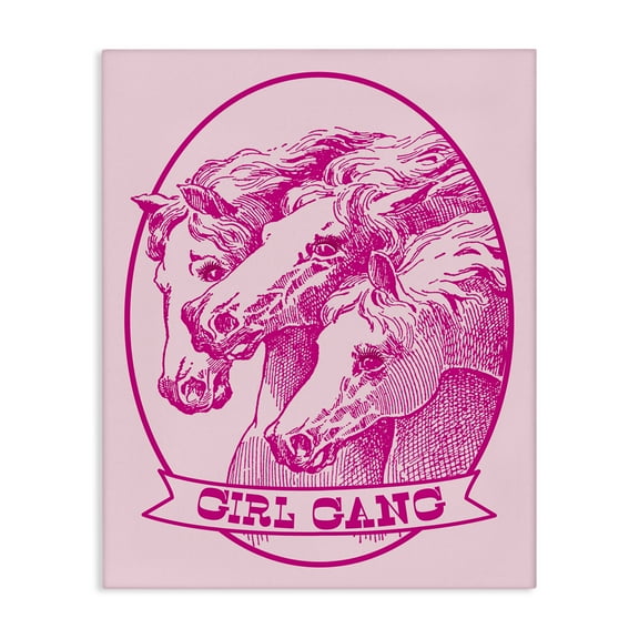 Stupell Industries Girl Gang Horses Animals Painting Wrapped Canvas Art Print Wall Art, 16 x 20