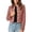 Pink, variant on Women's Faux Suede Cropped Moto Jacket Stand Collar Button Down Long Sleeve Slim Short Biker Coat Fall Winter Vintage Casual Outerwear Wine