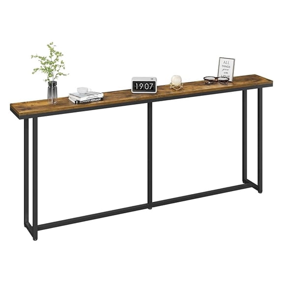NALYL Narrow Console Table with Sturdy Metal Frame, 71 Inch Extra Long Entryway Sofa Table for Behind Couch, Hallway, Living Room, Rustic Brown