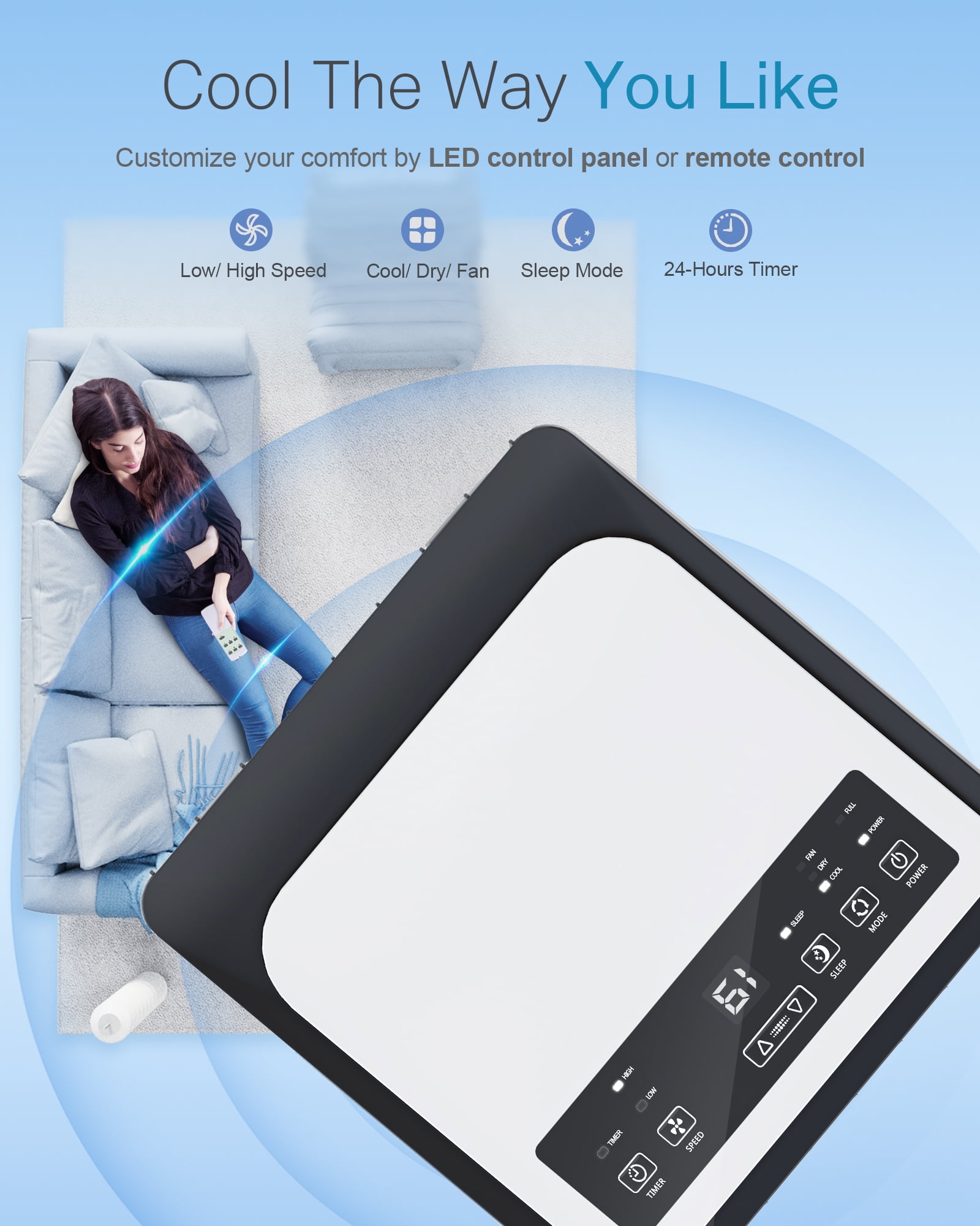 FIOGOHUMI 10000 BTU Portable Air Conditioner for 350 Square Feet with Remote Control