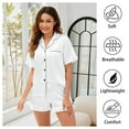 thumbnail image 4 of Silk Satin Pajama Sets for Women Ruffle Short Sleeve Button Down Pajama Set Womens Ruffle Shorts Pajama Set 2-Piece Women's Silk Sleepwear Set, S-XXL, 4 of 12