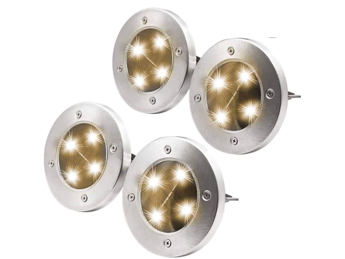 4 Pack Warm White Magift Maggift Solar Ground Lights,Garden Pathway Outdoor In-Ground Lights with 4 LED