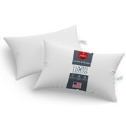 Looms & Linens Lumbar Pillow Form Insert Boudoir Pillow Stuffing 100% Premium Polyester Filled 2 Pack 12x16" Pillow Form