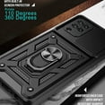 thumbnail image 5 of Rugged Case for Samsung Galaxy A42 5G Shockproof Phone Case with Camera Lens Slide Cover and Ring Holder Kickstand, Support Magnet Car Mount, Military Grade Heavy Duty Protection Cover, Black, 5 of 6