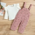 thumbnail image 2 of Odeerbi Toddler Girls Corduroy Outfits Knit Cotton 2025 Long Sleeve Top Corduroy Overalls Pants Set Pink 3-4 Years, 2 of 9