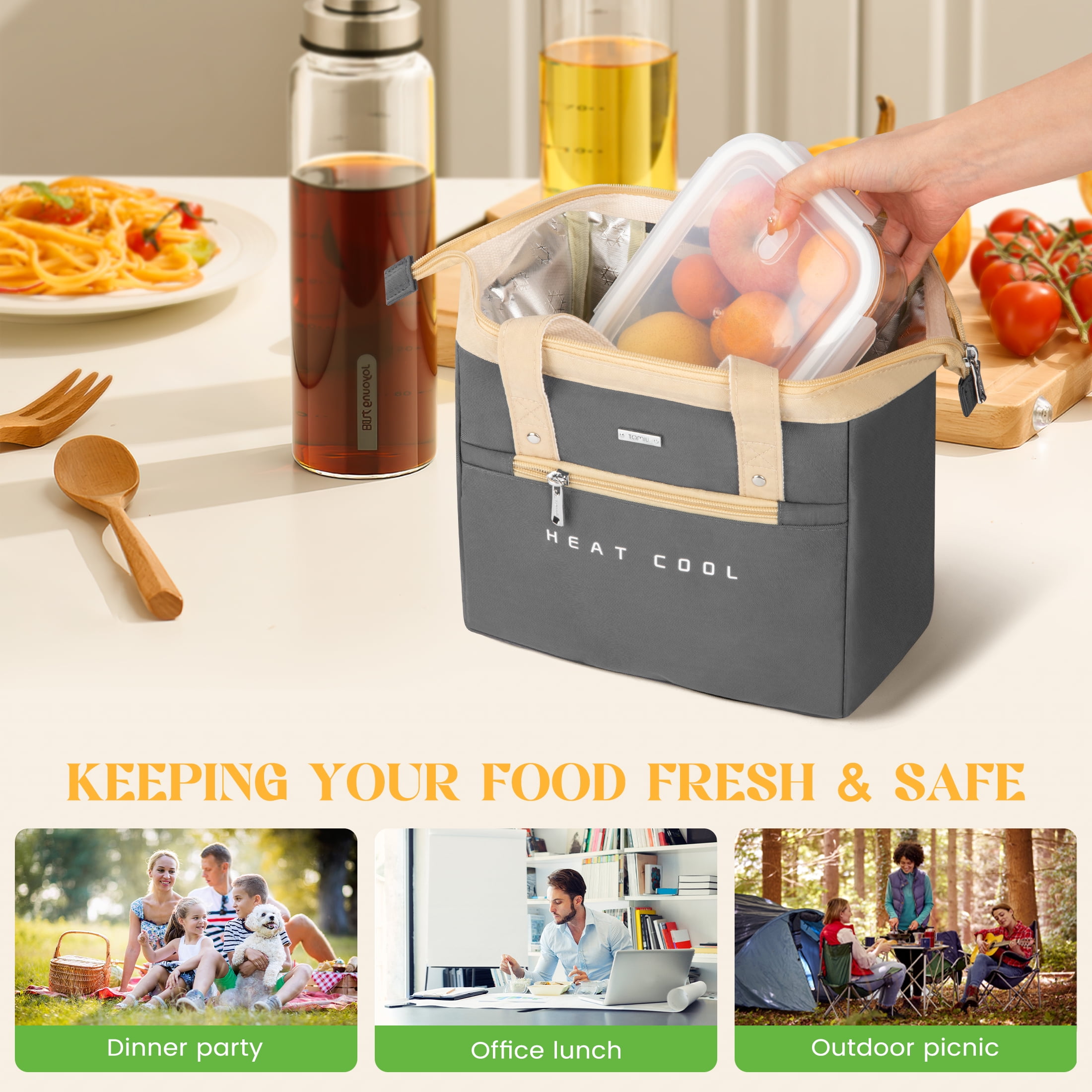 GPED Glass Food Storage Container with Lids, 3 Pack 34 Oz Meal Prep Containers, 1 & 2 & 3 Compartment Lunch Container, Airtight Bento Box with Leak Proof Locking Lids, Microwave and Dishwasher Safe