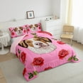 thumbnail image 3 of Feelyou Kawaii Dalmatian Dog Queen Comforter Set, Fashion Red Rose Floral Bedding Sets, Teens Kids Boys Girls Reversible Bedding Comforter Set, Ultra Soft Bedroom Decor, 3-Piece, 3 of 8