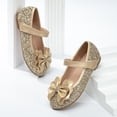 thumbnail image 5 of newwalpole Toddler Girl Mary Jane Dress Glitter Flats Shoes Flower for Ballet Wedding Gold for Size 3, 5 of 6