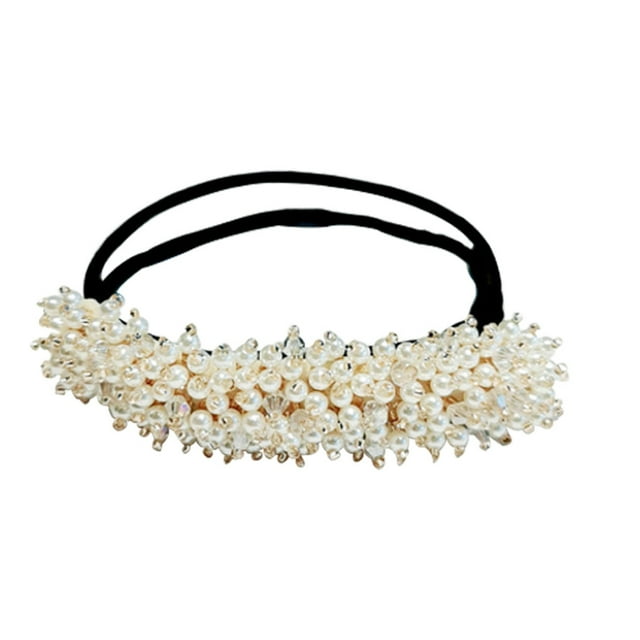 kurtrusly Bandeau Mariage Femme Pince pour Chignon Support Chignon de Mariée Bande pour Cheveux Accessoire pour Tête, Blanc, Perle
