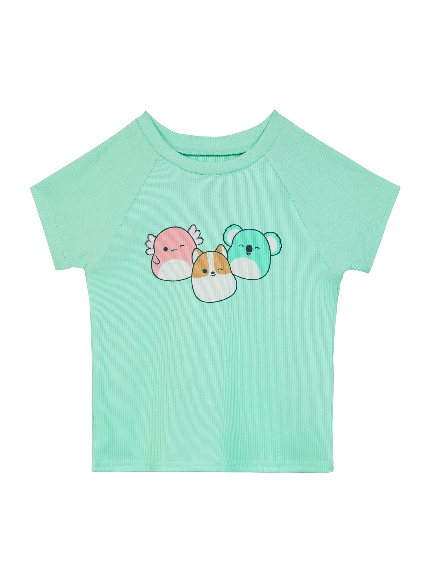 Squishmallows Girls Short Sleeve Snug Fit Sleep Top and Pants Pajama Set, 2-Piece, Sizes 4-10