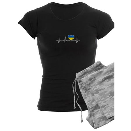 

CafePress - Ukraine Love Heartbeat And Ukrainian Flag Pajamas - Women s Dark Pajamas
