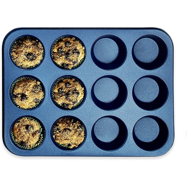 Granitestone Pro Series Moule à Muffins Bleu Antiadhésif de 12 Tasses – Moule de Qualité Professionnelle Robuste