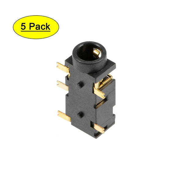 5Pcs PCB Mount 3.5mm 5 Pin Socket Stereo Jack Audio Video Connector Black PJ327E
