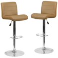 thumbnail image 1 of 2 Pk. Contemporary Cappuccino Vinyl Adjustable Height Barstool with Rolled Seat and Chrome Base, 1 of 8