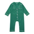thumbnail image 2 of Fozruso Newborn Infant Baby Girl Boy Silk Pajamas Rompers Button Down Long Sleeve Satin Pj's Jumpsuit One-piece Romper Sizes 0-3 Months, 2 of 7