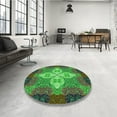 thumbnail image 4 of Ahgly Company Machine Washable Indoor Square Transitional Army Green Area Rugs, 3' Square, 4 of 7