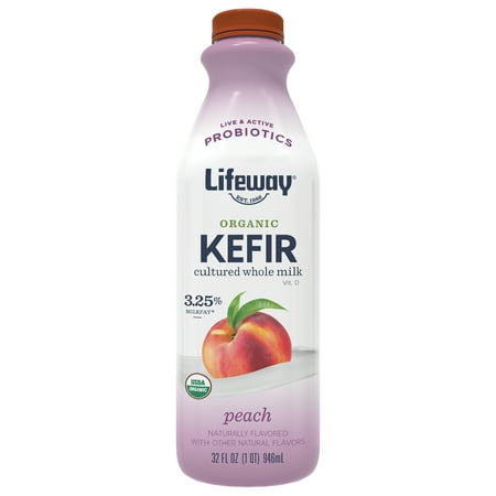Lifeway Organic Whole Milk Peach Kefir, 32 fl oz