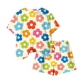 thumbnail image 6 of Amidoa Girls Summer 2 Piece Outfits Floral Cute Short Sleeve and Elastic Waist Shorts Kids Clothing Set Beige Size 5T Beige Size 5T, 6 of 6