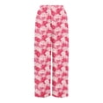 thumbnail image 4 of WTOBBY Women's Printed Wide Leg Casual Pants with Floral Design High Waist Drawstring Loose Fit and Side Pockets for Everyday Breathable Style ,Pink XL, 4 of 6