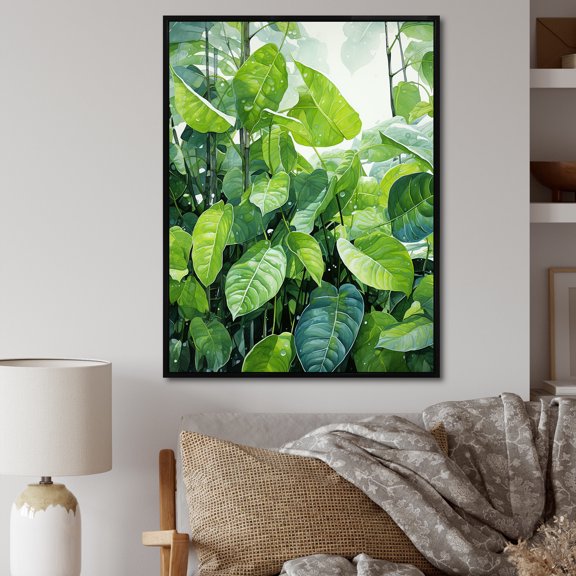 Designart "Forest Greenery In An Urban Setting" Leaves Floater Framed Wall Art Living Room