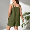 thumbnail image 6 of Wycnly Jumpsuits for Women Dressy Casual Plus Size Linen Adjustable Strap Mini Jumpsuits Overalls with Pocket Summer Round Neck Sleeveless Solid Short Trendy Rompers Army Green xxl, 6 of 7