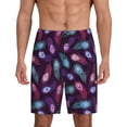 thumbnail image 3 of Lsque Peacock Feathers3 Mens Sleep Pajama Shorts,Short Pajama Pants, Cotton Ultra-Soft Knit-Medium, 3 of 9