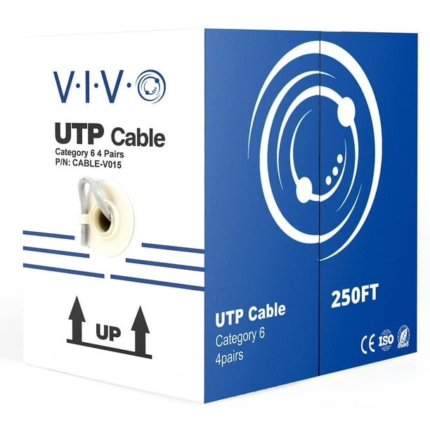 Cable Ethernet VIVO CCA Cat6 23 AWG UTP 250 pies gris