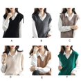 thumbnail image 2 of sweethay Suéter de otoño para mujer, chaleco sin mangas, Tops de punto suave, chalecos informales, accesorio de ropa para oficina, escuela, viajes al Prendas para la parte del cuerpo Beige sweethay AP013291-04, 2 of 6