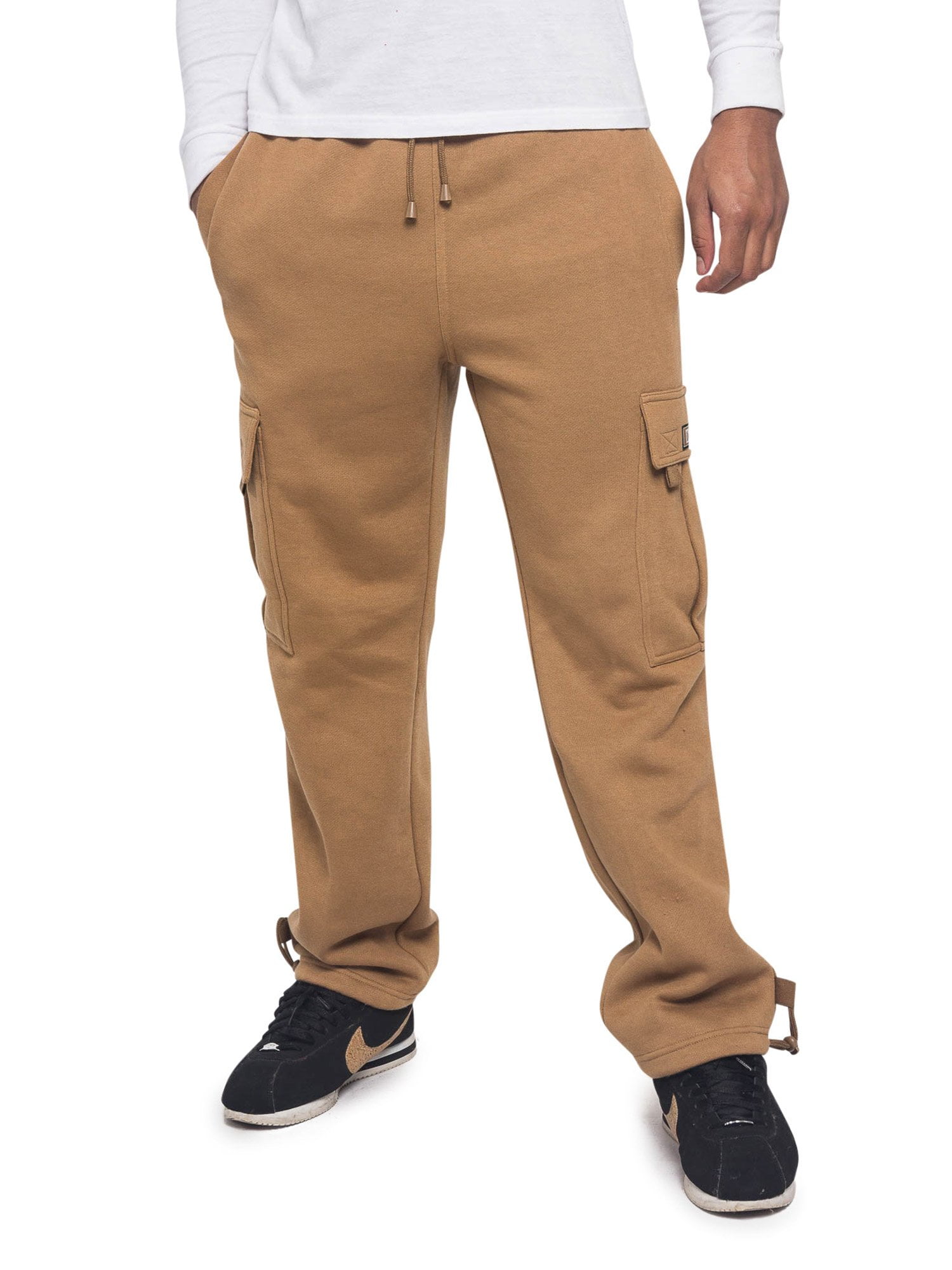 Victorious Men's Heavyweight Fleece Relaxed Lounge Cargo Sweatpants - Wheat  - 5X-Large