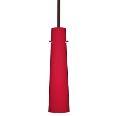 1TT-5674RM-BR-Besa Lighting-Camino - 1 Light Stem Pendant In Contemporary Style-10 Inches Tall and 2.5 Inches Wide-Bronze Finish-Ruby Matte Glass
