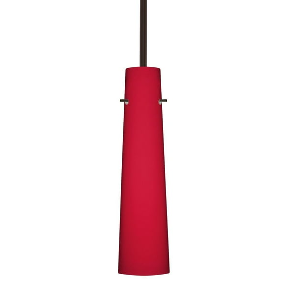 1TT-5674RM-BR-Besa Lighting-Camino - 1 Light Stem Pendant In Contemporary Style-10 Inches Tall and 2.5 Inches Wide-Bronze Finish-Ruby Matte Glass
