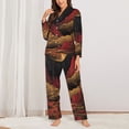 thumbnail image 6 of Salouo Lunar Mountains Golden Rivers Pattern Women's Pajamas Set Long Sleeve Button Down Sleepwear Soft Pj Lounge Sets for women 2 Piece Pjs Set with Long Pants -Large, 6 of 8