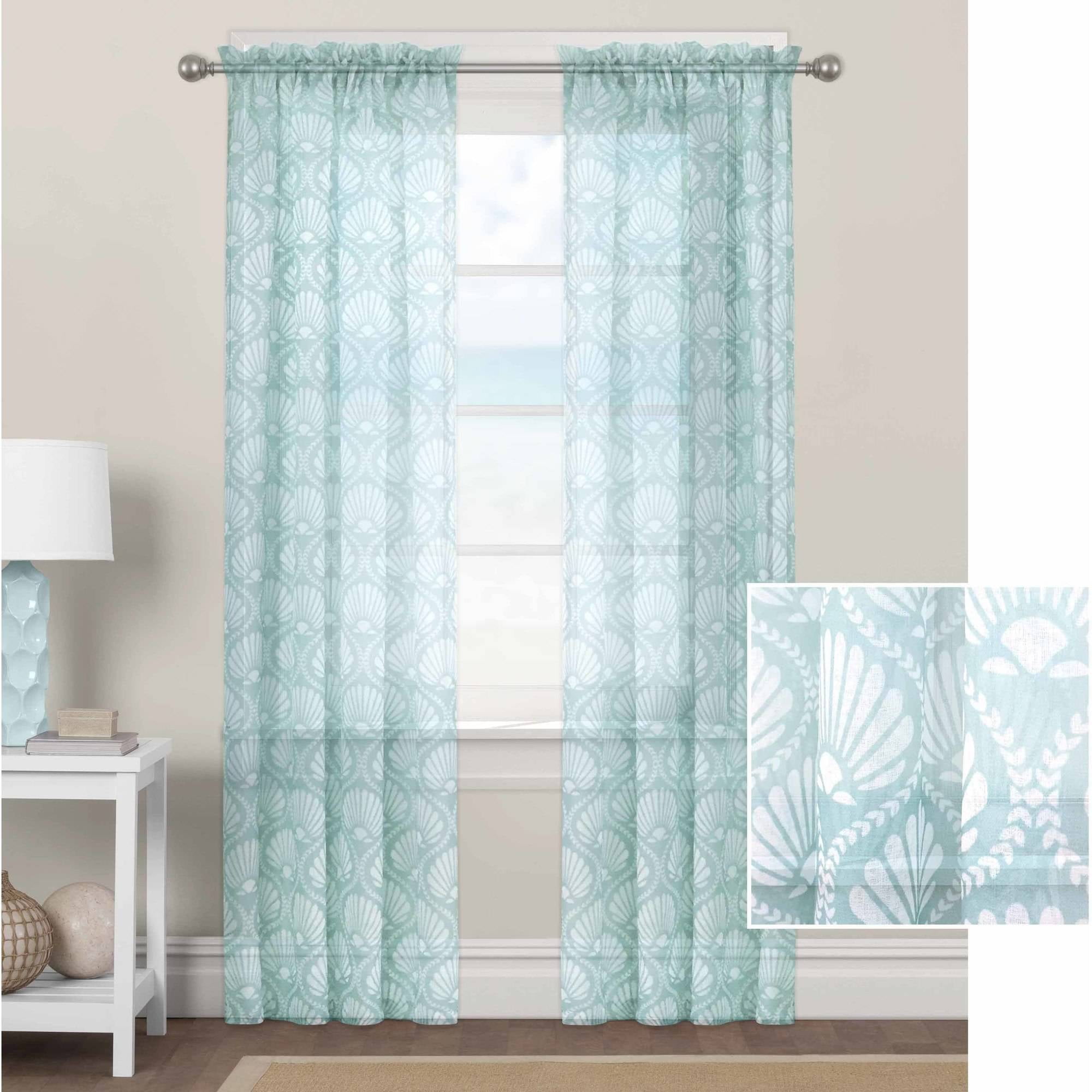 Aqua Sheers - Window Elements Olina Printed Sheer Aqua Grommet Extra ... : Mrtrees sheer tier curtains 24 inch length embroidered kitchen tiers bathroom voile pole pocket short window treatment 2 panels aqua bl.
