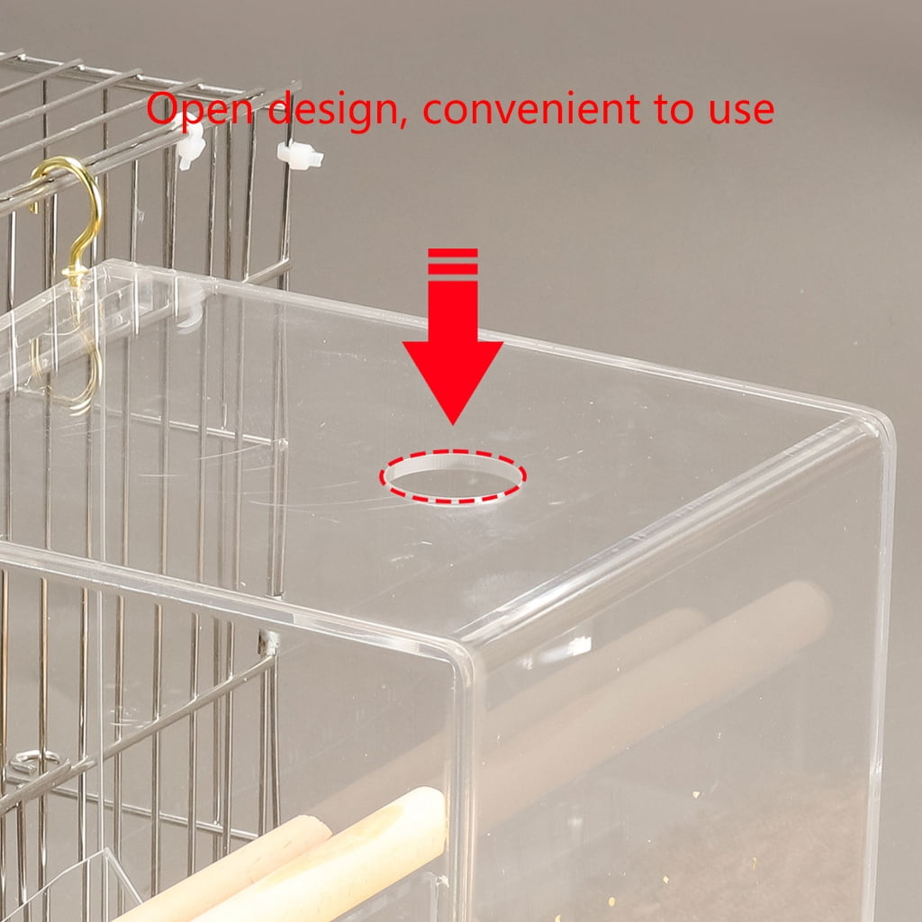 YongCo Budgies Feeding Box Food Dispenser Antispill Parrots Food Feeding House Birds Cage Feeder Clear Food Container