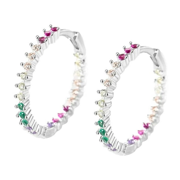 Arete Redondo Zoft Ztore con Circonias en Colores Plata de Ley .925