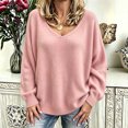 thumbnail image 2 of Wenini 2026 Women's V Neck Loose Long Sleeve Knit Pullover Sweater Fall Trendy Casual Sweater Top, 2 of 7