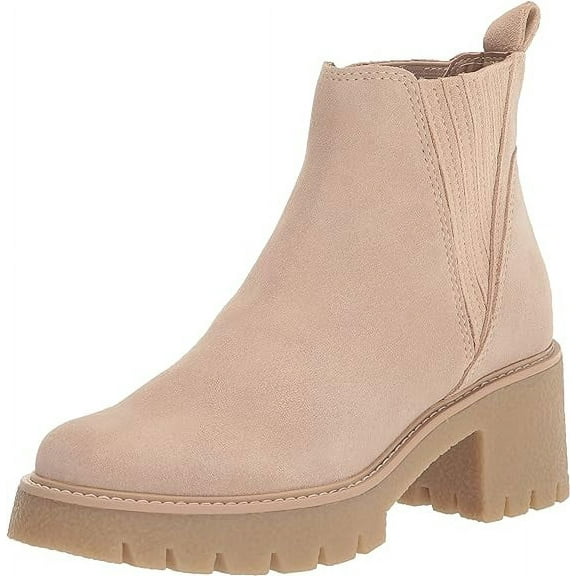 Dolce Vita Harte H2O Dune Suede Pull On Chunky Lugged Block Heel Ankle Boots (Dune Suede H2O, 8)