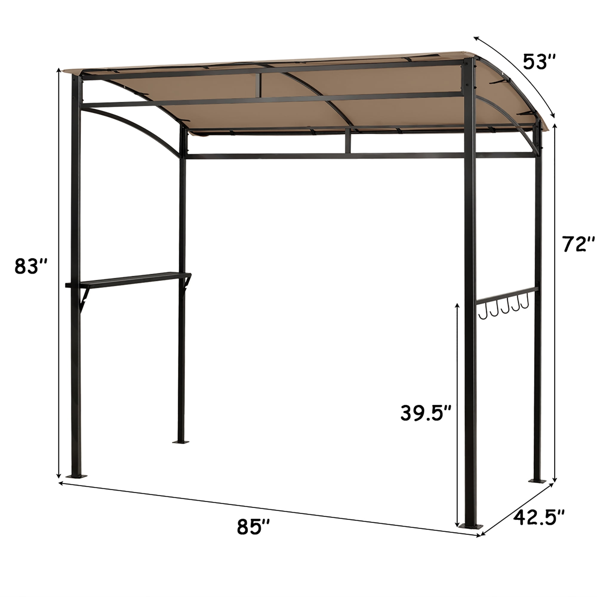 Costway 7'x4.5' Grill Gazebo Outdoor Patio Garden BBQ Canopy Shelter Storage Hook Brown